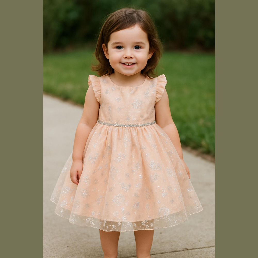 Peach Sparkle Princess Party Dress